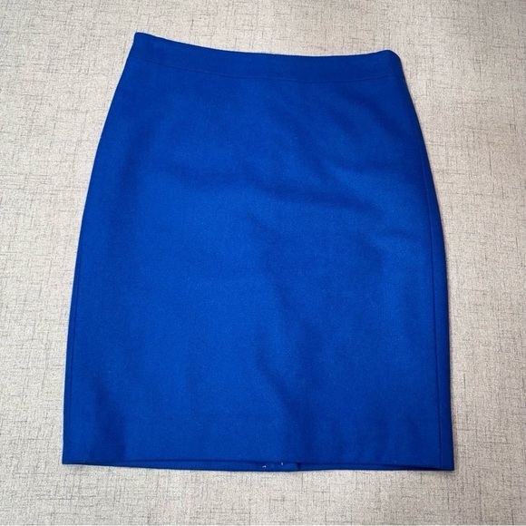 J. Crew Royal Blue Wool Straight Pencil Skirt Knee Length Size 4 Small NWT - Picture 6 of 11